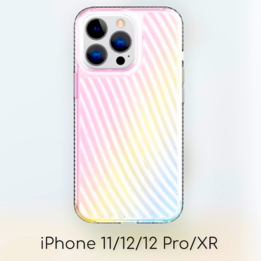iPhone 11/12/12Pro/XR Case | Iridescent Rainbow Ridged Plastic | 6.1”